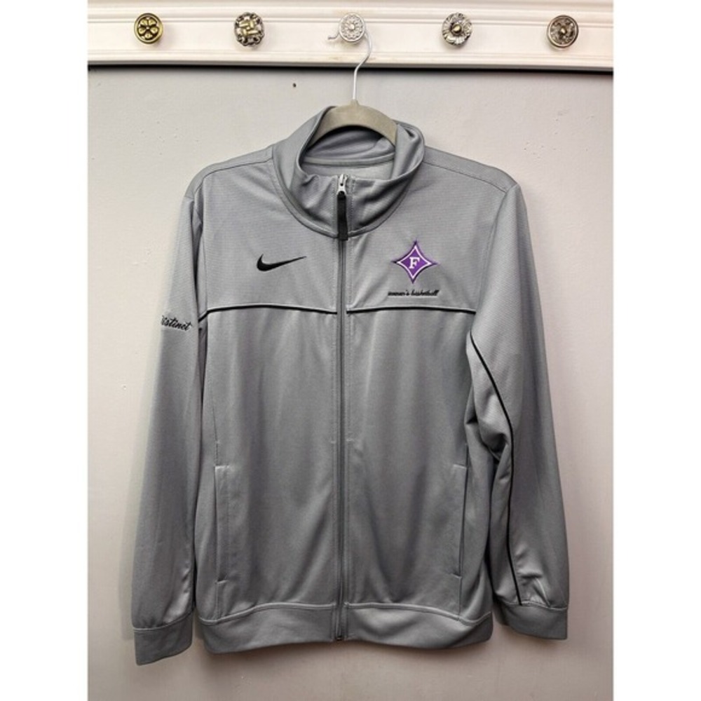 Furman Paladins Jacket Womens Small Gray Purple Nike NCAA Basketball Logo